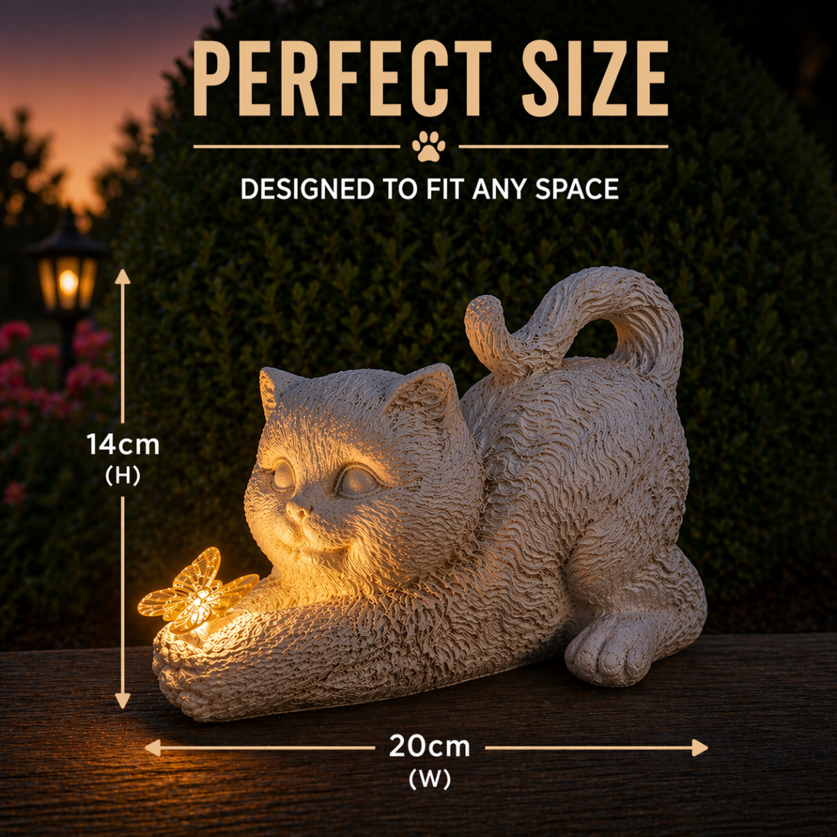 Pet Memorial Solar Light Cat with Butterfly