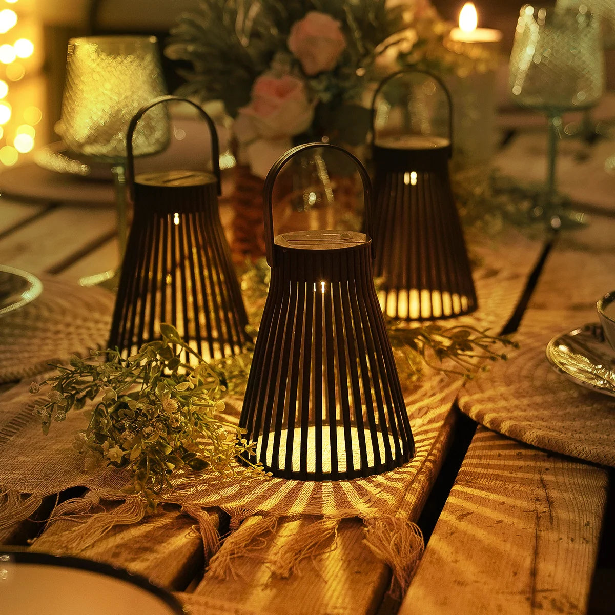 Slatted Solar Table Lantern 14cm