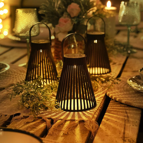 Slatted Solar Table Lantern 14cm