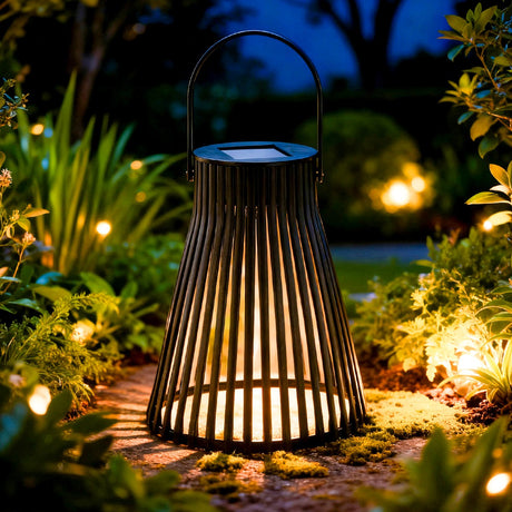 Slatted Solar Table Lantern 14cm