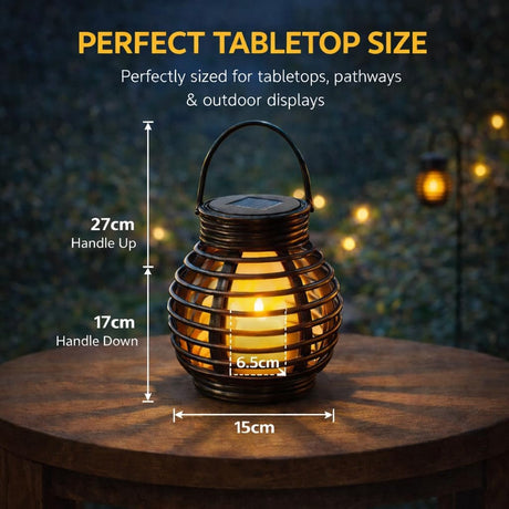 Solar Garden Lantern Rattan Effect Cage