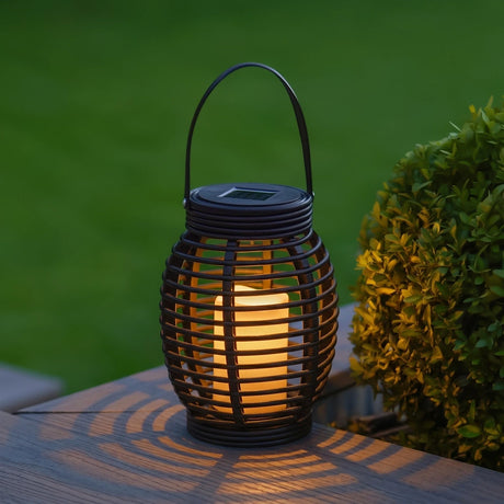 Solar Garden Lantern Rattan Effect Cage