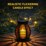 Solar Garden Lantern Rattan Effect Cage