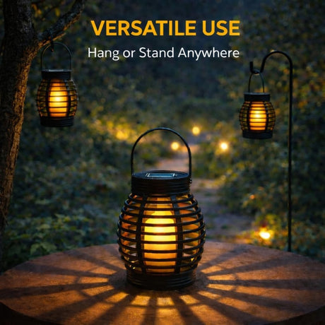 Solar Garden Lantern Rattan Effect Cage
