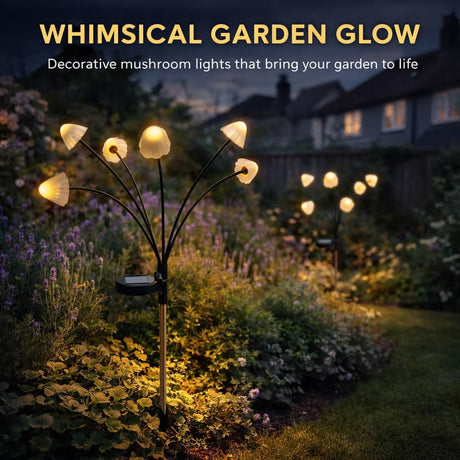 65cm Swaying Mushroom Solar Garden Stake Lights (2-Pack)