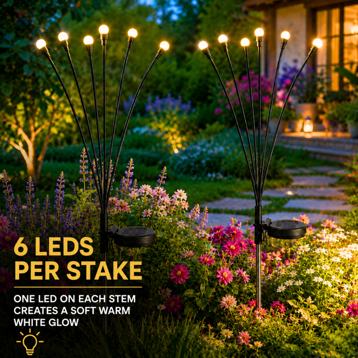 2-Pack Swaying Berries Solar Stake Lights - 65cm Warm White Outdoor Garden Lights