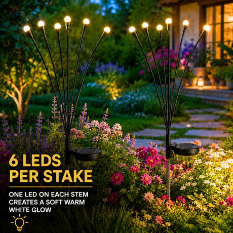 2-Pack Swaying Berries Solar Stake Lights - 65cm Warm White Outdoor Garden Lights