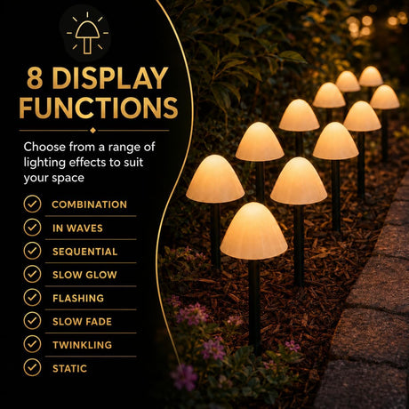 10 LED Mushroom Solar Light Stakes