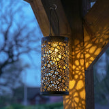2 x Black Metal Moroccan Solar Lanterns 20cm
