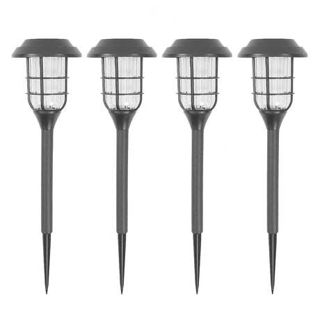 4 Garden Solar Stake Lights Dancing Flame 33cm