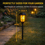 4 Garden Solar Stake Lights Dancing Flame 33cm