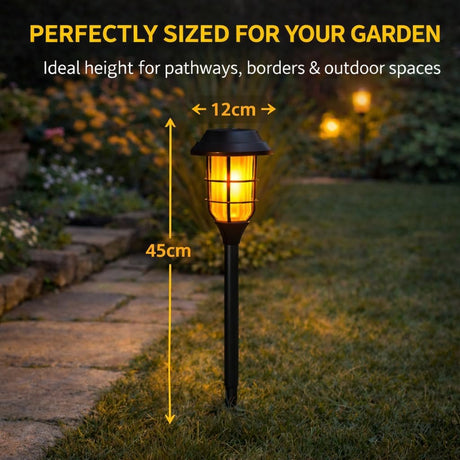 4 Garden Solar Stake Lights Dancing Flame 33cm
