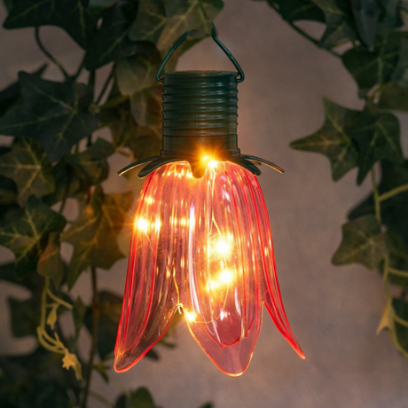4 Tulip Solar Hanging Lights Pink & Yellow