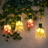 4 Tulip Solar Hanging Lights Pink & Yellow