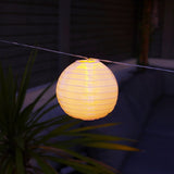 10 XL Chinese Lantern Solar Fairy Lights – Warm White LED Outdoor Garden String Lights 4.5m