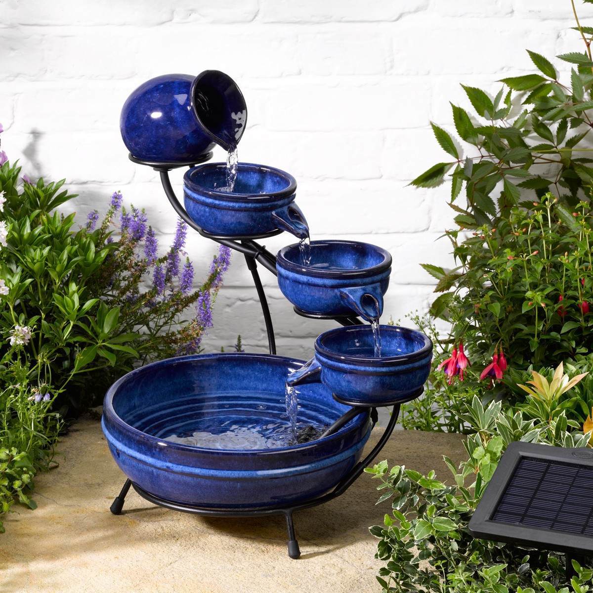 Ceramic Solar Cascade Water Feature Neptune 49cm