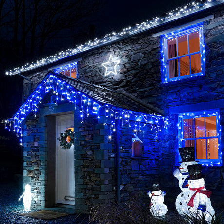 Connectable Icicle Lights on White Rubber Cable