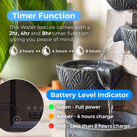 Solar & Plug-in Stone Effect Cascading Bowls Water Feature