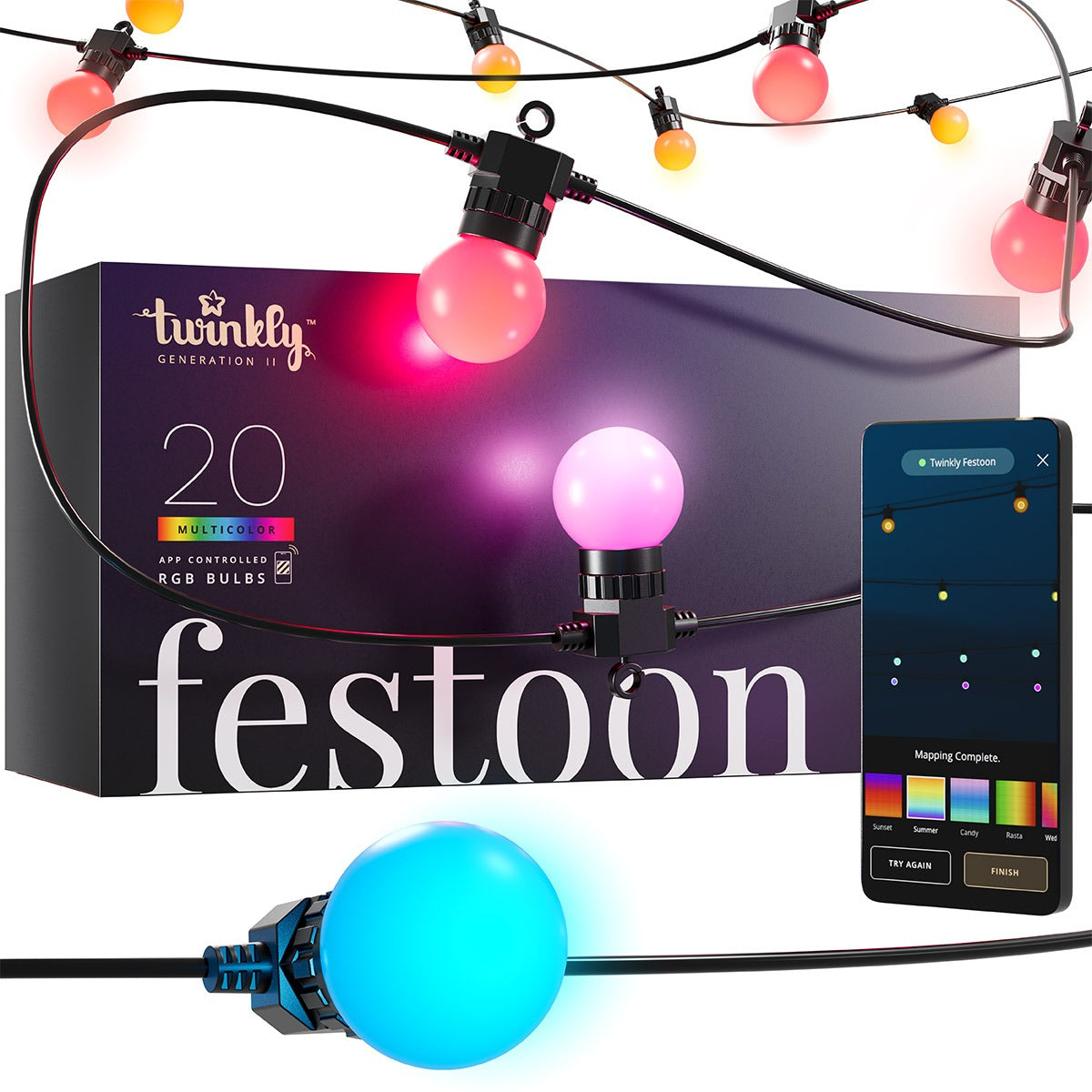Smart App Controlled Twinkly Festoon Lights - Gen II