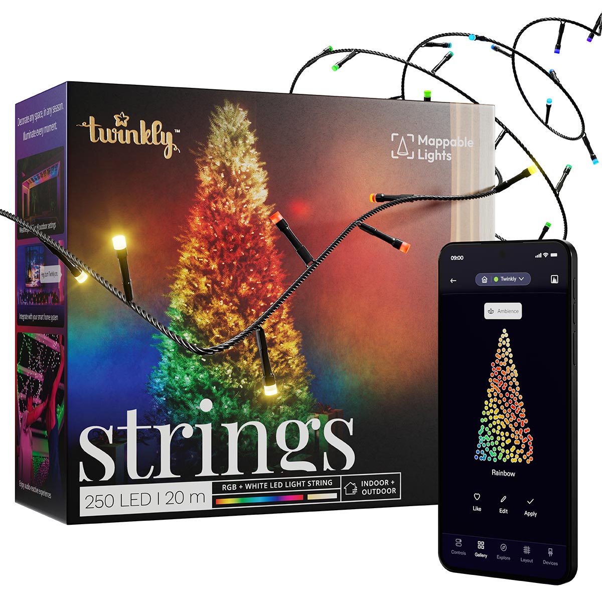20m Smart App Controlled Twinkly Christmas Fairy Lights, Clear Cable, Special Edition - Gen II