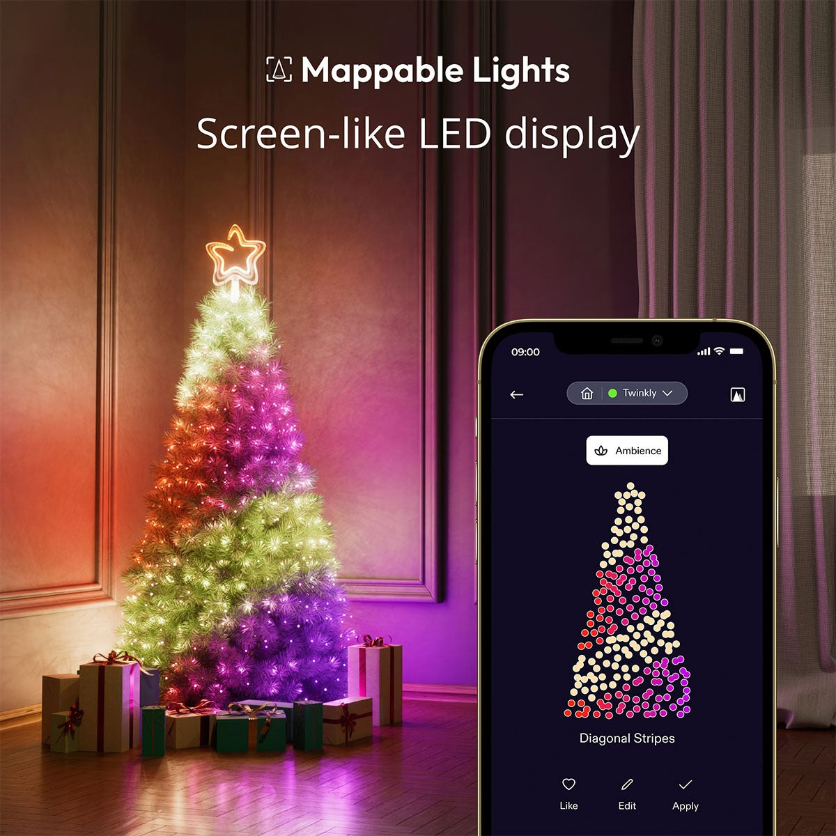 28cm Twinkly Smart App Controlled Christmas Star Tree Topper